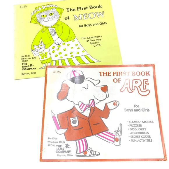 Vintage Iams Activity Books - Cat & Dog - Retro Illustration - Picture 1 of 9